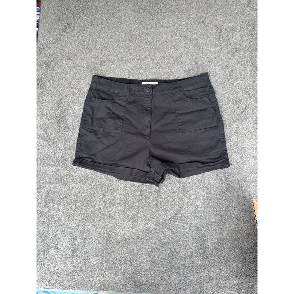 Papaya Denim Pants - Papaya Denim Black Rolled Cuff Stretch Cotton Shorts Womens Size 18 Plus Size